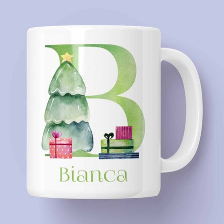 Cană personalizată cu monogramă si nume - Crăciun